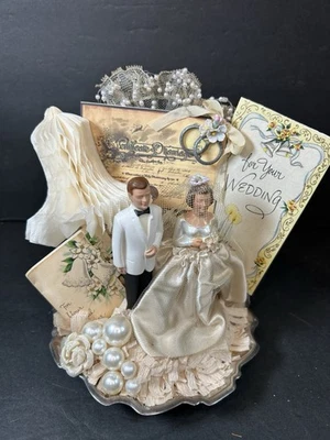 Decoração de mesa de casamento vintage feita à mão para noiva e noivo - Imagem 1 de 4