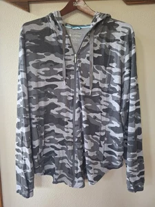 Felpa con cappuccio Coolibar donna XL UPF 50 sun block full zip grigio mimetico top - Foto 1 di 7