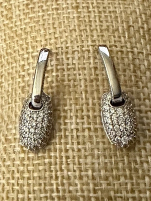 Kendra Scott Bailey Silver Tone Pave Huggie Earrings White Crystals - Image 1 of 4