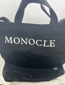 Monocle Magazine Market Tote Bag Black Canvas Shoulder Strap 15" X 15" X 4" - Picture 1 of 8