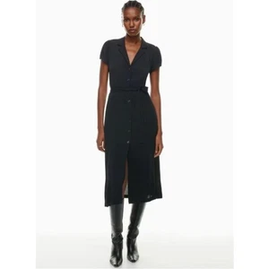 Aritzia Wilfred shirt dress button up Crepe collared tie belt midi academia Sz S - Picture 1 of 16