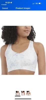 Jockey marbled pastel tie dye lotus crossover racerback sports bra - L - Image 1 of 4
