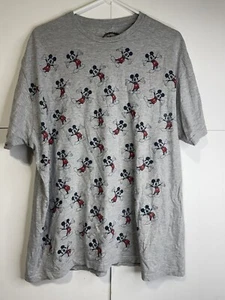 Disney Mickey Mouse T-Shirt 2XL Heather Gray All-Over-Print Graphic Style - Picture 1 of 4