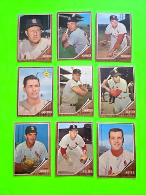 Lot of 9 1962 Topps ST LOUIS CARDINALS Vintage Baseball  KEN BOYER, CURT SIMMONS Foto 1 de 4