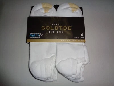 Calcetines deportivos GoldToe de algodón AQUAFX No Show blancos 6 pares para hombre talla extendida 12-16 Foto 1 de 4