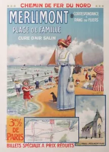 PÓSTER VINTAGE DE SHORCK MAURICE NEGRITA CHEMIN DE FER DU NORD MERLIMONT 1910 - Imagen 1 de 1