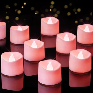 Pink Tea Lights Candles Battery Operated, 200+Hour Flameless Flickering Fake Ele - Picture 1 of 12