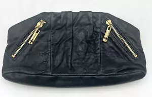 Borsa pochette Tory Burch in pelle nera e cerniere oro con specchio - Foto 1 di 14