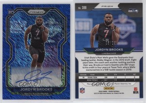 2020 Panini Prizm Blue Shimmer /25 Jordyn Brooks #388 Rookie Auto RC