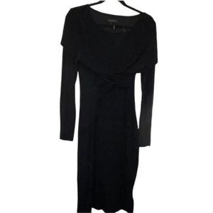 NEW! Donna Karan Jersey Black Front Cross Wrap Wool Modal Blend Dress Size Small - Picture 1 of 8