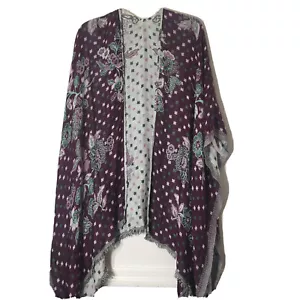 Neu mit Etikett Chico Wendeponcho Flora-Design Fransen burgunderrot cremeweiß - Bild 1 von 12