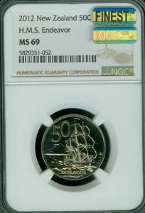 2012 NEW ZEALAND 50 CENTS NGC MS69 MAC FINEST MAC SPOTLESS 2,000 MINTED * - Picture 1 of 4