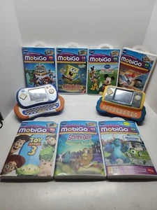 Vtech MobiGo 2 & MabiGo 1 Touch Learning Gaming System + 7 Games Works Great - Picture 1 of 24