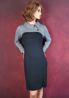 Vestido Vaina HOMEYEE Wear to Work Manga Larga Cuello Espiga XL Negro Gris Foto 1 de 4