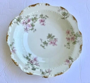 Servizio piatto rotondo GDA Haviland Limoges France rosa flora dipinto a mano bordo oro - Foto 1 di 3
