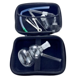 4" Clear Gourd Glass Bong Portable Hookah Smoking Water Pipe Bubbler W/Tool Box - Picture 1 of 6