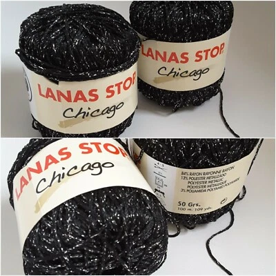 4 x STOP CHICAGO BLACK COTTON YARN 50 gr each - Image 1 of 4