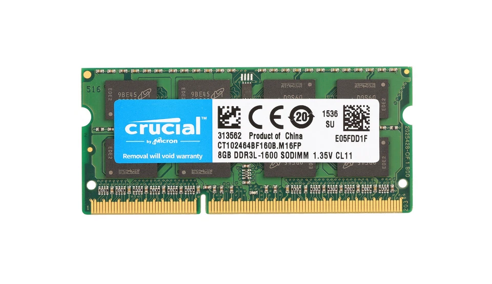 Crucial 8GB DDR3L 204-Pin 2x 8GB Kit 1600MHz 204-Pin Laptop Sodimm - Image 1 of 1