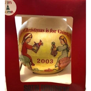 Satin Christmas Ornament Christmas Is For Giving Boxed 2003 - Picture 1 of 4