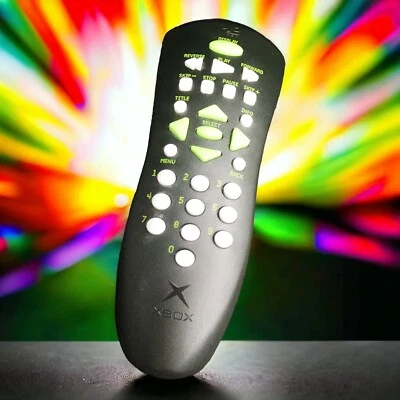 Original Xbox Universal DVD Media Remote Black REMOTE ONLY NO DONGLE Tested - Image 1 of 4