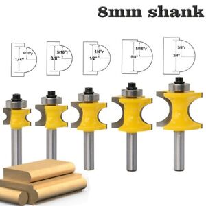 5pcs 8mm Shank Carbide Corner Bead Router Bit-Set Woodworking Milling Cutter