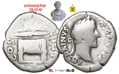 Ancient Roman Empire Coin Silver Denarius ANTONINUS PIUS 138-161 AD #30079 - Image 1 of 3