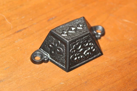 Antique Victorian Cast Iron Bin Apothecary Cupboard Drawer Pull L-102 Cover