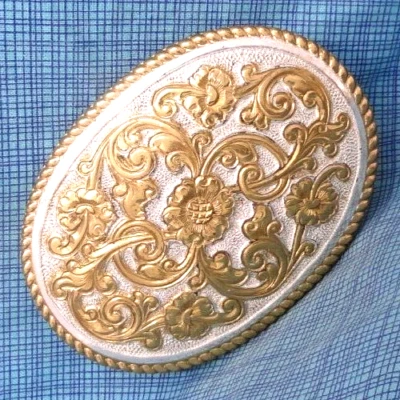 Western Floral Scroll Belt Buckle Cowboy Cowgirl Vtg Crumrine El Arturo  .QRT110 - Image 1 of 4