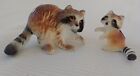 Set Of 2 Vtg Miniature Raccoon Figurines Handpainted Bone China Porcelain Japan