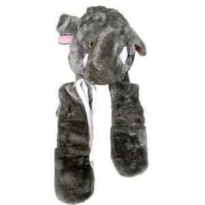 Bioterti Unisex Child's Plush Hat with Hand Mittens, Elephant Theme, Size Medium - Picture 1 of 2