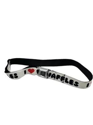 Cinturón de seguridad vintage Y2K I Love Waffles hebilla logotipo Ford hebilla abajo Foto 1 de 4