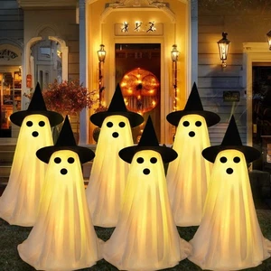 6 Packs Halloween Ghosts Outdoor Decorations, Light Up Spooky Ghost with Hat ... - Picture 1 of 7