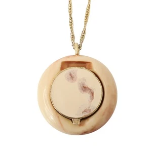 Vintage Estee Lauder Aliage Parfum Medaillon Halskette rund Marmor rosa Zelluloid - Bild 1 von 10