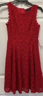Jodi Kristopher Dress 3 Women Red Floral Lace Party summer  - Image 1 of 4