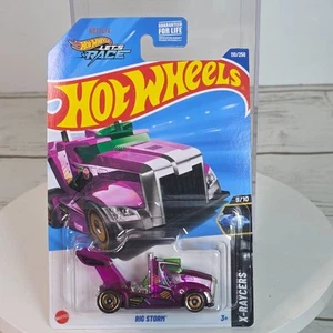 2025 E Case Treasure Hunt Hot Wheels X-Racers Rig Storm Viola Semi Camion Die-Ca - Foto 1 di 17