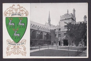 Vintage Embossed Postcard England Oxford University Coat arms Jesus College - Picture 1 of 3