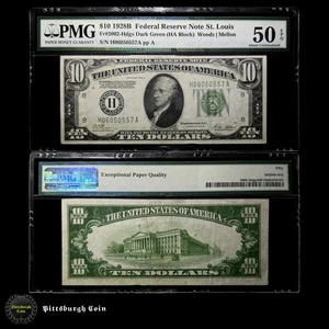 FR 2002-Hdgs 1928B $10 Ten Dollar Bill PMG AU50 EPQ - Picture 1 of 2