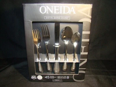 Oneida Stainless Satin Sand Dune Service For Eight 45pc Set New In Box - Image 1 of 4