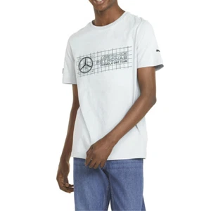 PUMA Mapf1 Logo Crew Neck Short Sleeve T-Shirt Mens Grey Casual Tops 53369302 - Picture 1 of 4
