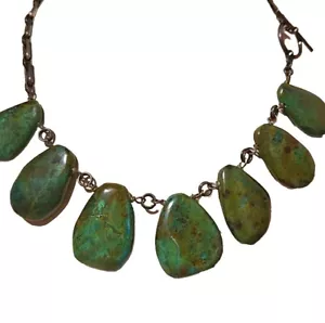Vintage Statement Fashion 925 Sterling Silver Turquoise Necklace Heavy - Picture 1 of 3