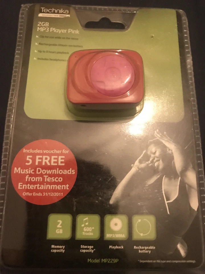 Technika Mp3 Player Clip Portable Music Player Pink 2gb New Seald Uk  - Image 1 of 4