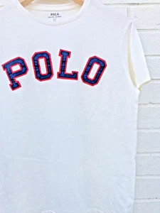 NEW without tag POLO custom fit UNISEX white red blue T Shirt Tee Top Large - Picture 1 of 4