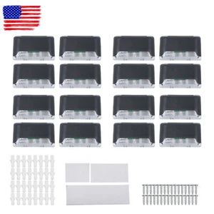 Solar Step Lights for Outside Solar Stair Lights Outdoor Warm White 16 Pack - Picture 1 of 18