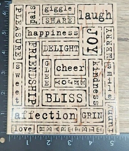 Stampin' Up! WORD BY WORD Wood Mounted Rubber Background Stamp 2005 Retired - Picture 1 of 5