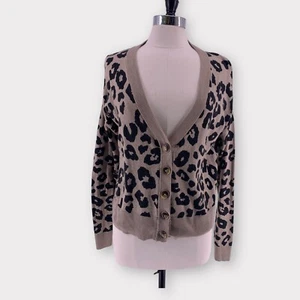 Sanctuary Brown Animal Cheetah Print Cropped Knit Cardigan Women's Small - Picture 1 of 11