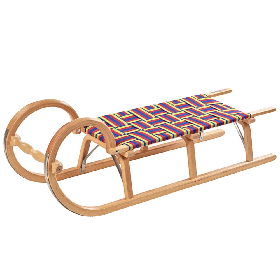 Ress Schlitten Rodel Rodelschlitten Holzschlitten Hörnerschlitten Gurtsitz NEU - Bild 1 von 1