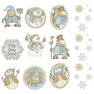 27 NUEVOS MUÑECOS DE NIEVE Y COPOS DE NIEVE CALCOMANÍAS DE PARED Pegatinas Azul y Beige Decoración de Navidad - Imagen 1 de 3