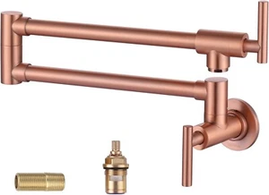 Elegant Brass Pot Filler Faucet - Wall Mount, Double Swing Arms Copper finish - Picture 1 of 6