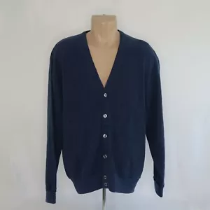 Cárdigan Lee Sport Abotonado De Colección Azul Preppy Cuello en V Papá Suéter Para Hombres L Hecho en EE. UU. - Imagen 1 de 9