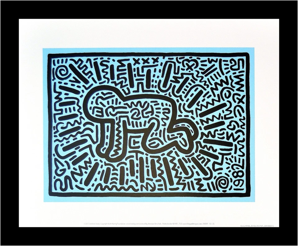 Keith Haring Poster Kunstdruck Bild im Alu Rahmen Untitled Baby 36x28cm Neu - Bild 1 von 1